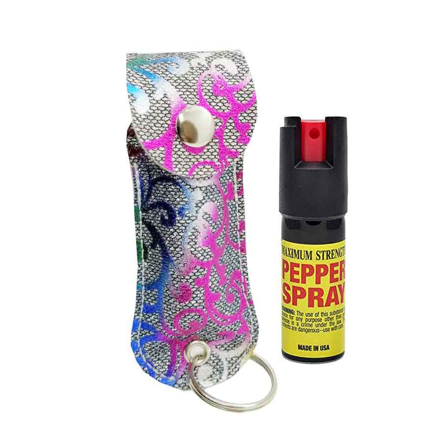 Designer Flower Case Keychain Personal Defense Pepper Spray OC-18 1/2 oz Collectible Weapons - Tophatter Daily Deals